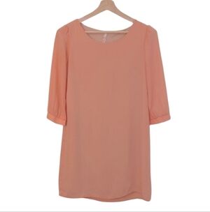 My Story | Peach 3/4” Sleeve Shift Dress